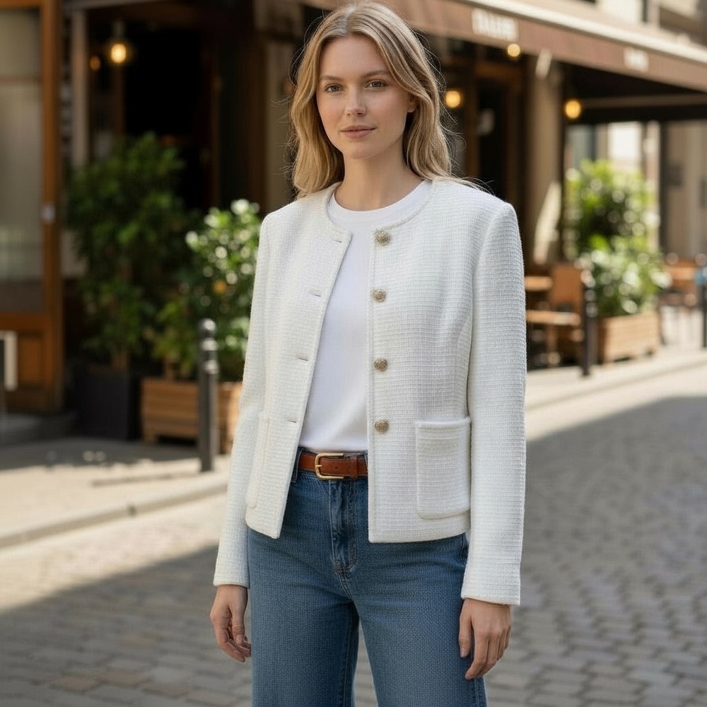 Babaton White Textured Blazer